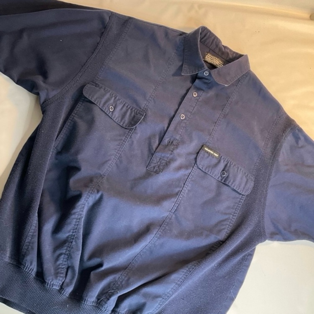 Members Only Collared Bowling Vintage Shirt Adult L Blue Banded Mens